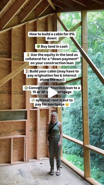 Cairo Cabin 🌲 on Instagram: "how to build a cabin when you ~don’t~ have a few hundred thousand to blow 🌲🛠️😅   “Building a house is sooo easy and cheap!” -said no one ever   We always assumed you had to be multi millionaires to build your own house (not in a development).  So learning through @denoutdoors that we could buy land & use the equity as collateral for a construction loan was like 🫨 “we don’t have to pay for a house build in cash!?”  Of course, this is still a very expensive process and no matter how you do it - it’ll take yearssssss.   And sharing about this on the internet is going to be prickly, we know. This isn’t content for everyone.   But hopefully sharing what we’ve learned can help others on a similar path ✨  + follow for more! #cabin #diy #homebuilder #newhouse #rea How To Build A House On A Budget, Buying Land To Build A House, How To Build A House, Build A Cabin, Cabin Houses, Land House, Build My Own House, Cabin Diy, Building A Cabin