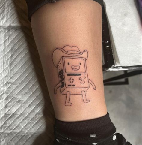 Adventure Time Stick And Poke, Bmo Tattoo, Adventure Time Tattoo, Cowboy Tattoos, Astronaut Tattoo, Health Tattoo, Cute Tiny Tattoos, Cute Tattoos For Women, Line Art Tattoos