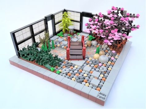 Japanese Zen Garden | Simple and tranquil, with koi swimming… | Flickr Lego Zen Garden, Lego Japanese Garden, Koi Swimming, Garden Simple, Themed Garden, Cherry Blossom Petals, Japanese Zen Garden, Water Surface, Japanese Zen