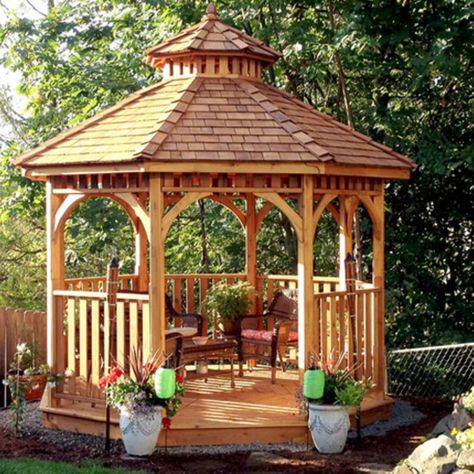 Outdoor Living Today Bayside 10 ft. Octagon Gazebo Gazebo Pictures, Round Gazebo, Farmhouse Backyard, Diy Gazebo, Hot Tub Gazebo, Gazebo Plans, Wooden Gazebo, Backyard Gazebo, Zen Space