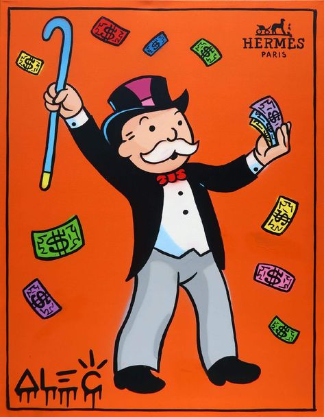 Alec Monopoly Art, Monopoly Art, Home Living Room Decor, Alec Monopoly, Pictures For Home, Luxury Wall Art, Wall Street Art, Pop Art Drawing, Miami Art