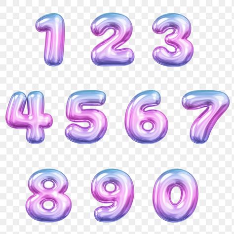 3d Numbers, Room 101, 7 Number, 6 Number, Cake Craft, Pink Gradient, Number Stickers, Number 9, Balloon Design