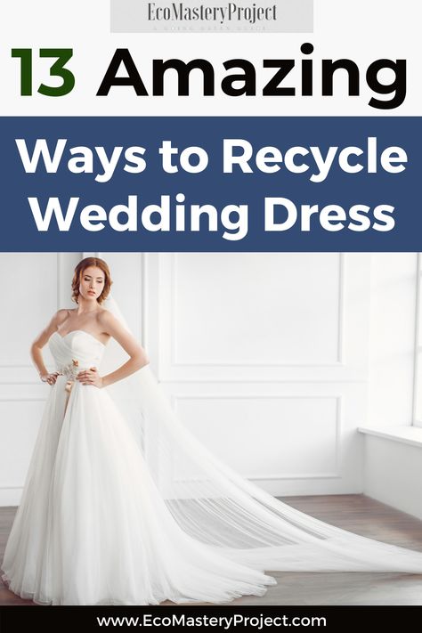 The wedding dress is the most important garment that a bride will ever wear. It's also one of the most expensive garments so it makes sense to want to get as much use out of it as possible! Check out these 13 amazing ways you can recycle your wedding dress and extend its life for years after your big day. #weddingdressrecycleideas #bridalfashion What To Do With Wedding Dress After, Recycled Wedding Dress Ideas, Dress Into Skirt, Reuse Wedding Dress, Repurpose Wedding Dress, Upcycled Wedding Dress, Recycle Wedding Dress, Upcycling Crafts, Recycled Wedding