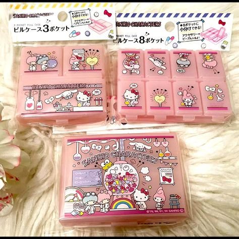 Price Is Firm. New Daiso Japan Sanrio Hello Kitty Pill Case / Jewelry Box For Travel, Set Of 3. Manga Display Shelf, Dopamine Receptors, Stackable Baskets, Daiso Japan, Indie Jewelry, Pill Case, Wooden Design, Makeup Box, Travel Set