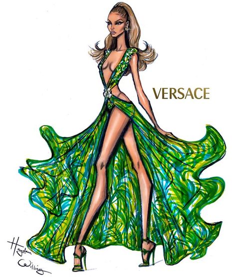 Fashion Sketchbook Inspiration, Grammy Dresses, Fashion Design Inspiration, Hayden Williams, Tropical Fashion, Fashion Illustration Sketches Dresses, Fashion Design Collection, Versace Fashion, Fashion Sketches Dresses