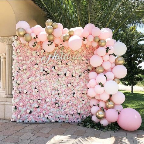 Rose Flower Wall, 18th Birthday Decorations, Sweet 16 Decorations, Bridal Shower Flowers, Flower Wall Backdrop, Girl Baby Shower Decorations, Baby Shower Backdrop, Silk Rose, Wedding Flower Decorations