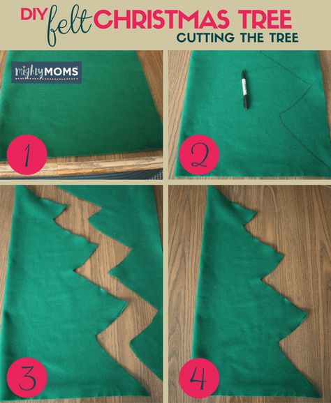 A DIY Felt Christmas Tree Your Toddler Can Tear Apart ~ Mighty Moms Felt Christmas Tree Toddler, Diy Felt Christmas, Toddler Christmas Tree, Trees For Kids, Diy Felt Christmas Tree, Christmas Tree Template, Christmas Trees For Kids, Christmas Cracker, Felt Tree