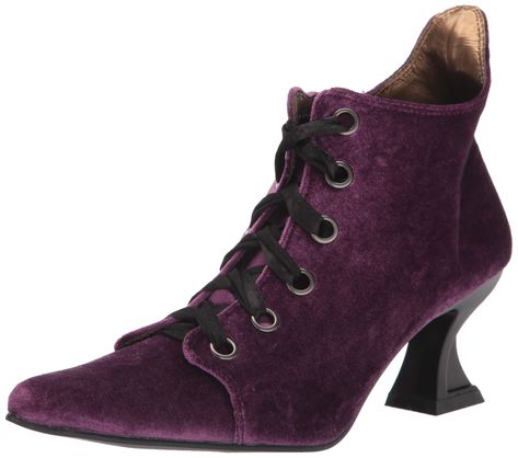 PRICES MAY VARY. 3” Heel Women’s Velvet Bootie Witch Shoe Red Witch Shoes, Whimsigoth Shoes, Purple Witch Outfit, Witch Shoe, Witch Clothes, Witch Shoes, Witch Boots, Ellie Shoes, Oc Inspiration