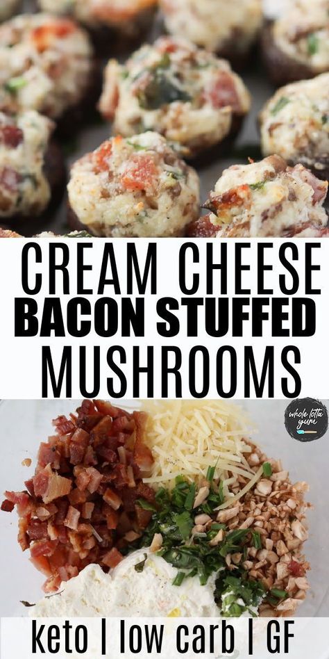 Keto Stuffed Mushrooms, Bacon Stuffed Mushrooms, Recetas Keto, Keto Side Dishes, Keto Recipes Dinner, Keto Desserts, Low Carb Keto Recipes, Mushroom Recipes, Keto Dinner