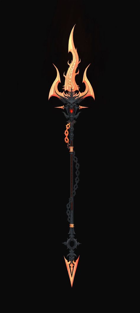 Spear Designs Art, Fantasy Trident, Fantasy Polearm Designs, Fantasy Spear, Expensive Things, Super Powers Art, Magic Items, Fantasy Props, 다크 판타지