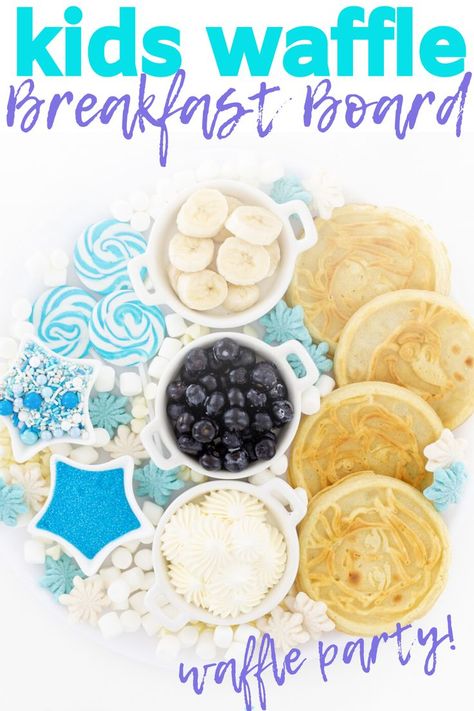 Bar Charcuterie Board, Sleepover Breakfast, Waffle Board, Perfect Sleepover, Pretty Breakfast, Buffet Stations, Breakfast Party Foods, Frozen Waffles, Waffle Bar