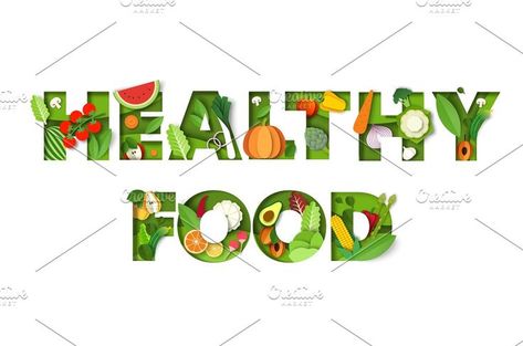 Healthy food typography vector Healthy Food Poster, Healthy Food Graphic Design, Healthy Eating Poster Design, Healthy And Unhealthy Food Poster, Food Additives Illustration, Healthy Food Art, Nutrition Poster, Food Typography, Healthy And Unhealthy Food