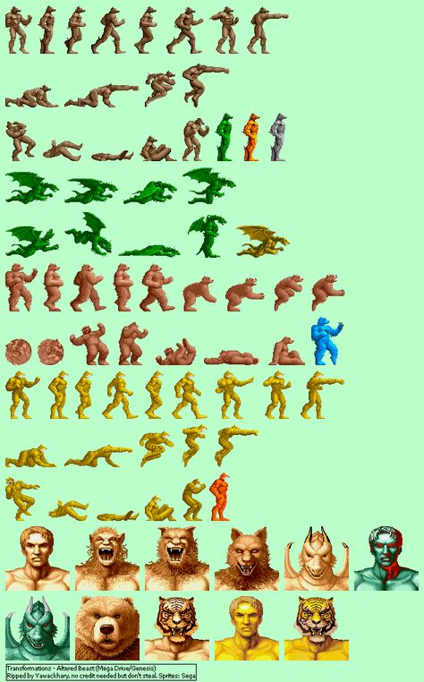 Altered Beast, Beast Art, Turbografx 16, Video Game Sprites, Figure Design, Game Sprites, Comic Book Panels, Pixel Design, Retro Games