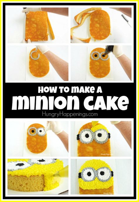 How To Make A Minion Cake, Minion Birthday Cake Easy, Diy Minion Cake, Minons Cake, Easy Minion Cake, Minion Sheet Cake, Minions Cake Ideas, Minion Cake Design, Despicable Me Cake