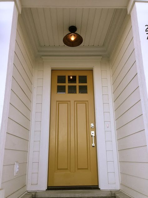 Front Doors Painted, Yellow Front Doors, Summer Porch Decor, Door Paint, Yellow Door, Door Paint Colors, Front Door Handles, Exterior Paint Color, Yellow Doors