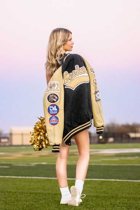 cheer senior seniors 2022 2023 2024 picture pictures cute pretty beautiful unique last year best year idea ideas pinterest instagram snapchat facebook tik tok vsco tumblr facebook idea mom dad sister senior pics pic aesthetic pink Senior Pictures With Varsity Jacket, Senior Picture Poses Letterman Jackets, Senior Pics Ideas Unique, All Star Cheer Senior Pictures, Senior Picture Poses Cheerleading, Senior Picture Cheer Ideas, Senior Pics With Medals, Mascot Senior Pictures, Cheer Picture Poses Group Team Photos