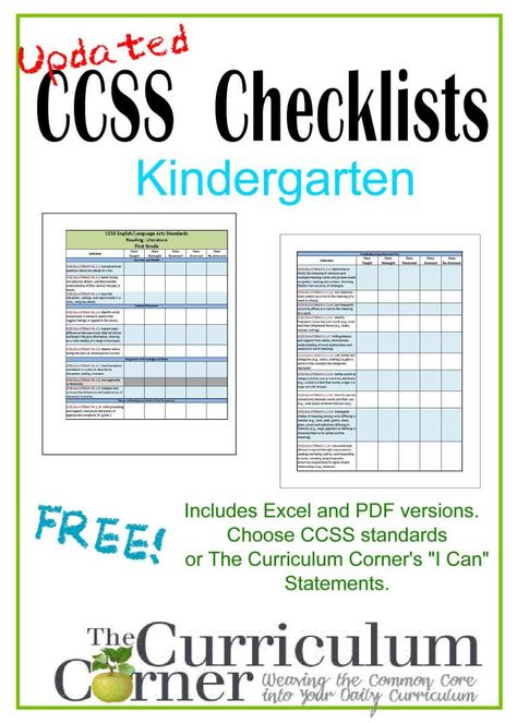 Updated Kindergarten Checklists - CCSS AND I Cans Kindergarten Checklist, Core Knowledge, Common Core Kindergarten, Elementary Lesson Plans, I Can Statements, 6th Grade Ela, Common Core State Standards, 5th Grade Math, 4th Grade Math