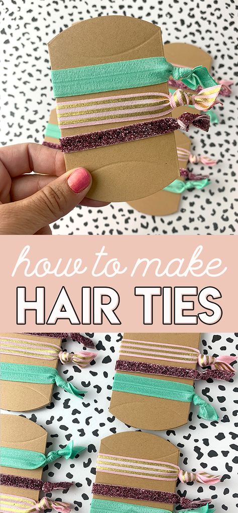 DIY Fold Over Elastic Hair Ties - Tutorial - Poofy Cheeks How To Make Hair Ties With Elastic, Elastic Ribbon Hair Ties, Fold Over Elastic Hair Ties Diy, Sewing Hair Ties, How To Make Elastic Hair Ties, Crafts With Elastic, Fold Over Elastic Projects, Diy Hair Ties Elastic, Diy Hair Ties With Ribbon