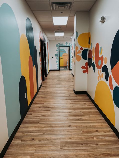 Nursery Classroom Design, Elementary Hallway Ideas, Preschool Building Design, Children Ministry Rooms Decor, Children's Ministry Spaces, Church Murals Wall Paintings, Children’s Ministry Decor, Church Hallway Decor, School Corridor Decoration Ideas