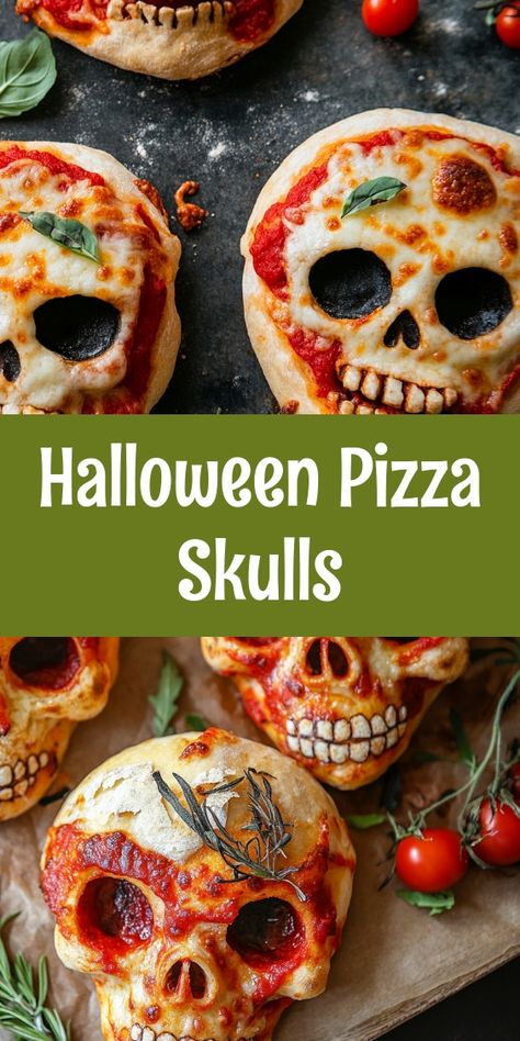 Preparing Halloween pizza skulls was a delightful experience, filled with laughter as my kids helped shape the dough. The kitchen felt warm and inviting, and sharing this spooky treat with my partner made it a memorable family night. Halloween Pizza Skulls, Pizza Skulls, Skull Pizza, Fruit Sangria, Halloween Pizza, Gluten Free Dough, Unique Pizza, Buttered Noodles, Spooky Treats