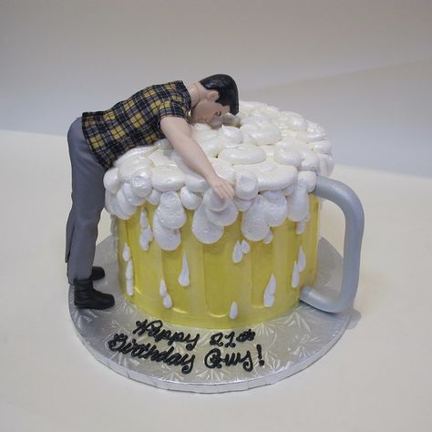 Birthday Cake Beer, 21st Birthday Cake For Guys, Birthday Beer Cake, Birthday Cake For Husband, Dad Birthday Cakes, Cake For Husband, Gravity Cake, 21st Cake, Birthday Cake For Him