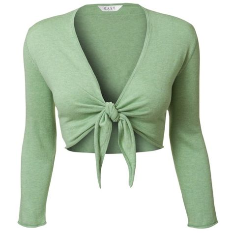 East Tie Front Shrug, Apple found on Polyvore Green Bolero, Green Clothes, Cropped Shrug, Tie Front Sweater, Fluffy Skirt, Green Crop Top, Green Cardigan, Green Tie, Wear Green