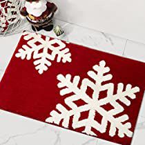 Red Bathroom Rugs, Rugs Cute, Christmas Bathroom Rugs, Small Throw Rugs, White Bathroom Rug, Christmas Home Decorations, Christmas Snowflakes Decorations, White Bath Mat, Red Bathroom