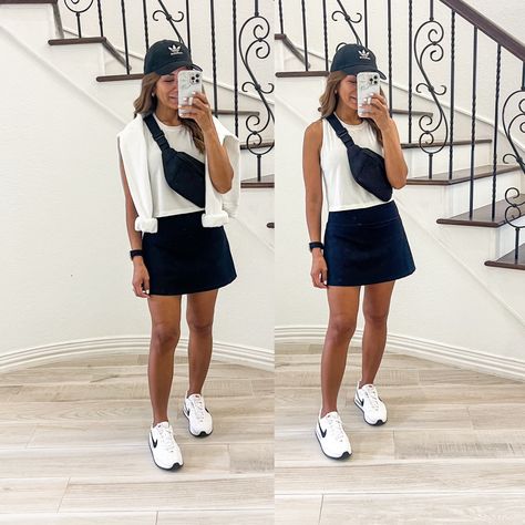 Sport Skort Outfit, Golf Skirt Outfit Casual, Golf Skort Outfit, Tennis Skort Outfit, Skirt Outfit Casual, Skort Outfit, Outfits For Mexico, Golf Skirt, Tennis Skort