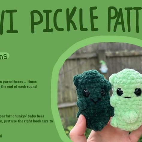 Crochet Pickle Pattern Free Easy, Free Pickle Crochet Pattern, Pickle Crochet Pattern Free, Crochet Pickles, Market Patterns, Bubble Crochet, Crochet Stuffy, Mini Pickles, Crochet Stuffies