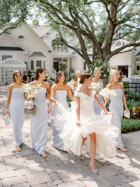 Minimalist Wedding Bridesmaid Dresses, Elegant Simple Bridesmaid Dresses, Classy Elegant Bridesmaid Dresses, Blue Briadsmaid Dresses, Bridesmaid Wedding Dresses, Wedding Ideas Elegant Romantic Simple, Elegant Wedding Bridesmaids, Neutral Blue Bridesmaid Dresses, Classy Blue Bridesmaid Dresses