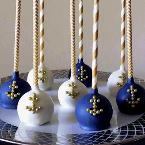 Nautical Cake Pops, Cake Pop Cake, Baby Shower Themes For Boys, Nautical Baby Shower Boy, Sailor Baby Showers, Sailor Theme, Trendy Baby Shower Themes, Nautical Bridal Showers, Sailor Baby