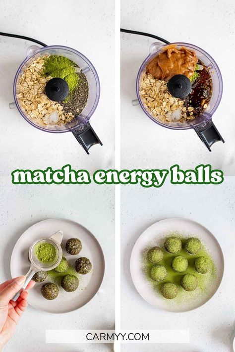 These matcha balls are such a delightful snack! They’re creamy, flavorful, and so easy to make. You only need a handful of ingredients to make these matcha energy balls and they come together in minutes! They’re the perfect make-ahead snack. Matcha Balls, Matcha Energy Bites, Paleo Energy Balls, Matcha Snacks, Matcha Energy Balls, Matcha Chia Pudding, Protein Balls Healthy, Sweet Matcha, Matcha Dessert