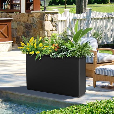 Amazon.com : FENCY Metal Rectangular Planter Box Large Planters for Outdoor Plants, Tall Planters for Outdoor Plants with Drainage Holes, Rectangular Planters for Outdoor Plants (35.4" L x 9" W x 25.6" H) : Patio, Lawn & Garden Garden Planning, Rectangular Planter Box, Rectangle Planters, Rectangular Planters, Tall Planters, Large Planters, Planter Box, Planter Boxes, Outdoor Plants