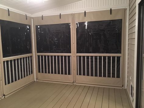 Clear Porch Curtains 12 Front Porch Enclosed Ideas, Winterized Screened In Porch, Rain Curtains For Porch, Deck To Screen Porch Conversion, Screen In Existing Porch, Vinyl Windows For Screen Porch, Plexiglass Porch Enclosure, Front Porch Privacy Screen Ideas, Privacy For Front Porch