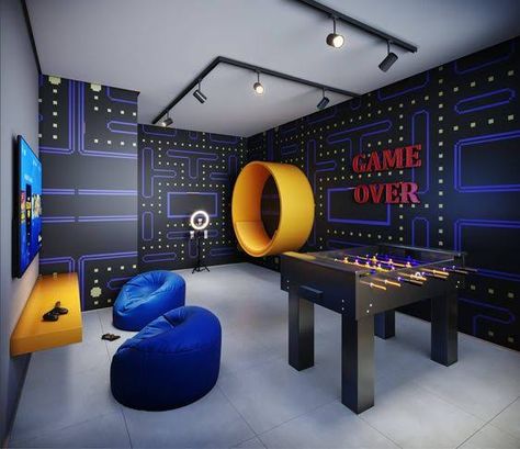 Playstation Room, Aesthetic Bloxburg, Games Room Inspiration, Gaming Lounge, Small Game Rooms, Arcade Room, Home Nails, Nails Home, Gamer Room Decor