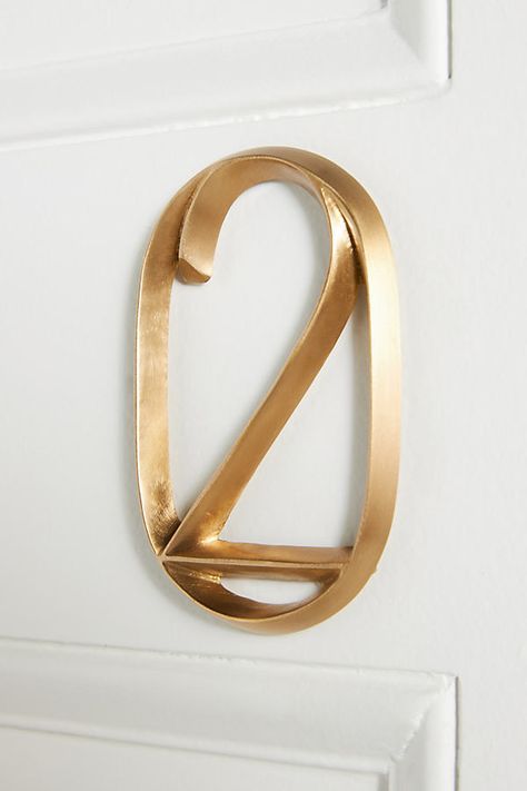 Sold individually Hanging hardware included Brass, iron Imported | Jade House Numbers by Anthropologie in Brown, Size: 00 Art Deco Hardware, Unique House Numbers, Environmental Graphics Signage, Hotel Door, Doors And Floors, Front Door Handles, Backyard Renovations, Desert Homes, Home Tech