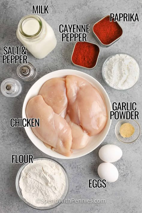 This Southern chicken fried chicken recipe will put you in comfort food heaven! Tender chicken, coated in a crispy egg and flour batter is smothered in a creamy white gravy with a hint of cayenne pepper. Enjoy it with rice and collards for the full Southern-style experience, or tuck the chicken into sandwiches. #chickenfriedchicken #spendwithpennies #chickenfriedchickenwithgravy #chickenfriedchickenrecipe Fried Chicken Recipe With Crisco, Sour Cream Fried Chicken, Easy Country Fried Chicken, Easy Chicken Fried Chicken Recipe, Copycat Churches Fried Chicken, Crispy Chicken Tenderloin Recipes, Chicken Coating Recipes Flour, How To Make Chicken Fried Chicken, Fried Chicken Recipe Deep Fryer