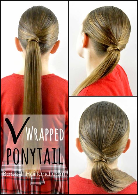 V Wrapped Ponytail from BabesInHairland.com #ponytail #hair #wrap #hairstyle Wrap Hairstyle, Wrapped Ponytail, Long Hair Kids Hairstyles, Wrap Ponytail, Childrens Hairstyles, Fishtail Hairstyles, Ballroom Hair, Lazy Hairstyles