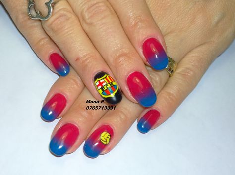 Barca Nails, Barcelona Nails, Nails Only, Nails Inspo, Neymar, Nail Inspo, Nail Art, Football, Nails