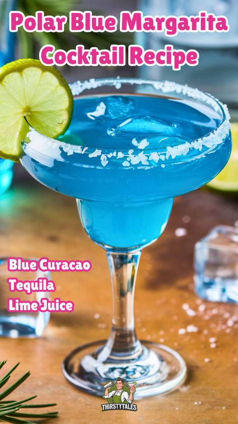 "Discover the refreshing Polar Blue Margarita Cocktail Recipe, a stunning  addition to your collection of blue drinks! This vibrant blue margarita  combines the perfect blend of flavors, making it an ideal choice for  beach-themed drinks and ocean cocktail parties. Perfect for Titanic-themed  gatherings or winter celebrations, this blue cocktail aesthetic is sure to  impress. Enjoy this ice-themed cocktail for a taste of something blue that  will transport you to paradise!" Blue Cocktail Aesthetic, Winter Alcoholic Drinks, Blue Mocktail Recipe, Ocean Cocktail, Blue Alcoholic Drinks, Festive Christmas Drinks, Winter Vodka Cocktails, Blue Margarita Recipe, Winter Drinks Alcoholic