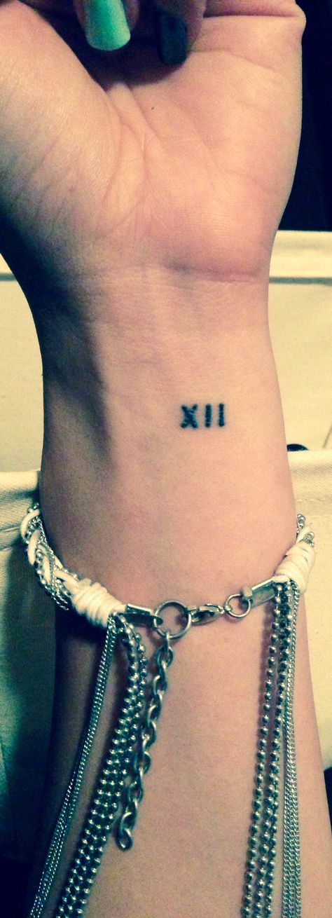 Roman numeral tattoo. XII. Lucky number Xii Tattoo, Font Tato, Roman Numeral Tattoo, Numeral Tattoo, 12 Tattoos, Tattoo Finger, 7 Tattoo, Roman Numeral Tattoos, Number Tattoos