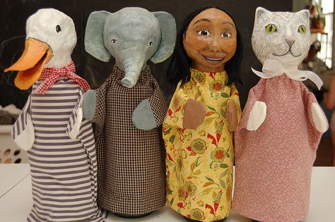 The puppets. | Flickr - Photo Sharing! Paper Mache Head, Handmade Puppet, The Puppets, Glove Puppets, Puppets For Kids, Puppets Diy, Marionette Puppet, Paper Mache Clay, Sock Puppets