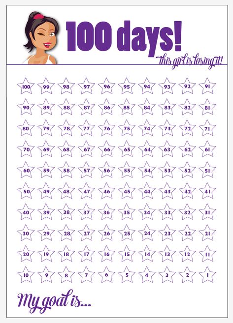 The Skinny Doll: 100 days! 100 Day Countdown, Countdown Template, 100 Day Plan, Countdown Calendar Printable, Calendar Printing, Free Calendar Template, Money Saving Techniques, 100 Day Challenge, Day Countdown