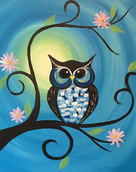 Painting Ideas Easy Abstract, Easy Oil Painting Ideas, Simple Acrylic Painting Ideas, Acrylic Painting Ideas Easy, Easy Oil Painting, Owl Canvas Painting, Easy Painting Ideas For Beginners, Cartoon Painting Ideas, Oil Painting Ideas