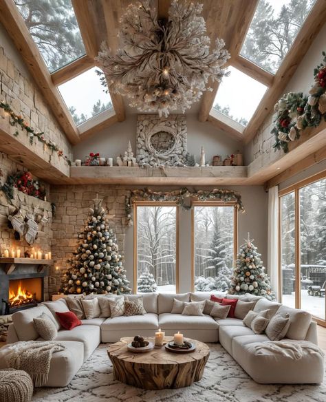 Holiday Living Room, Nice Homes, Dream Life House, Cabin Christmas, Christmas Living Rooms, Ceiling Ideas, Dream House Rooms, Beautiful Rooms, Christmas Room