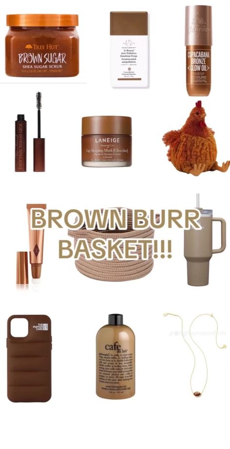 Brown Themed Gift Basket, Unisex Presents For Christmas, Brown Gift Basket Ideas, Friendship Basket Ideas, Christmas Themed Basket, Brrrrr Basket, Bur Basket Ideas, Burr Basket Ideas Under 20$, Burrr Basket