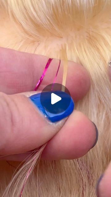 How To Do Tinsel In Hair, Tinsel Hair How To, Hair Tinsel Slip Knot, Braid Thread In Hair, How To Put Hair Extensions In Tutorials, Braid In Tinsel, Diy Hair Extensions From Wig, Tinsel In Short Hair, How To Tinsel Your Hair