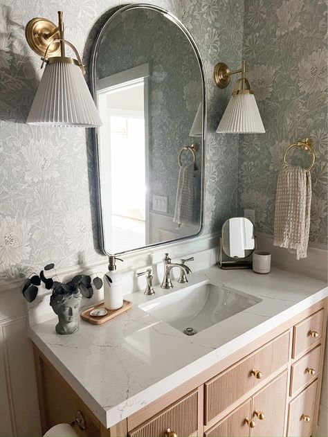 Shop Juliette Sconce and other curated products on LTK, the easiest way to shop everything from your favorite creators. Bathroom With Sconces, Mixed Metals Bathroom, Bathroom Mirror Sconces, Mixed Metal Bathroom, Mirror And Sconces, Master Bath Lighting, Powder Bathroom, Metal Bathroom, Bathroom Sconces