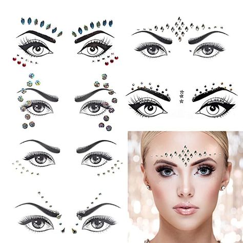 Amazon.com : 6 Sets Women Mermaid Face Gems Glitter,Temporary Tattoo Stickers Crystal Glitter Stickers Rhinestone Rave Festival Face Jewels, Eyes Face Temporary Stickers Decorations for Costume Parties : Beauty & Personal Care Face Stickers Makeup, Festival Face Gems, Carnaval Make-up, Festival Face Jewels, Sparkle Eyes, Jewel Makeup, Mermaid Face, Face Rhinestones, Festival Make Up