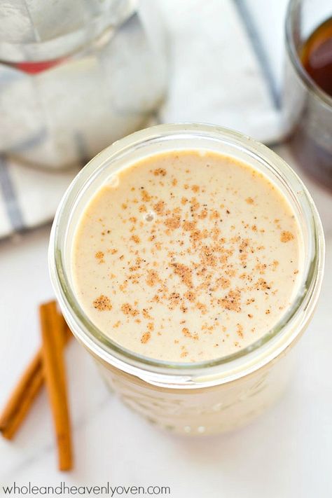 Add a holiday twist to your coffee with this homemade eggnog coffee creamer! It's so much better AND lighter on the calories than store-bought, and also makes the best gift! @WholeHeavenly Eggnog Coffee Creamer, Eggnog Coffee, Holiday Brunch Recipes, Easy Alcoholic Drinks, Coffee Creamer Recipe, Homemade Eggnog, Creamer Recipe, Pantry Ingredients, Cranberry Bread